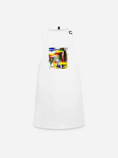 "In line" Acryl Paint 69 by Marco Eckenbrecht - Children's Apron - white - Front