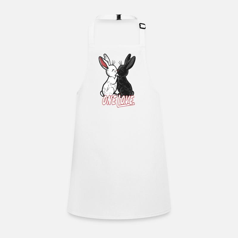 2 cute bunnies black and white Children's Apron