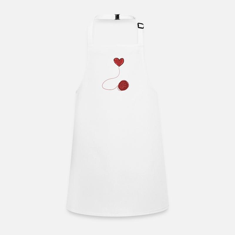 heart red symbol wool thread line Children's Apron