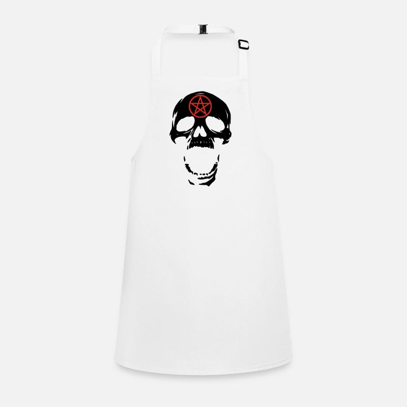 Black skull and red pentagram Children's Apron