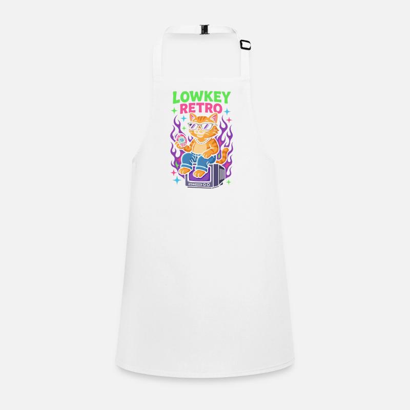 Lowkey Retro Cat Vibes TV 90's Tablier Enfant