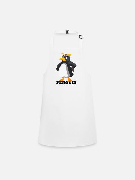 Bold Yellow Eyebrow Penguin - Children's Apron - white - Front