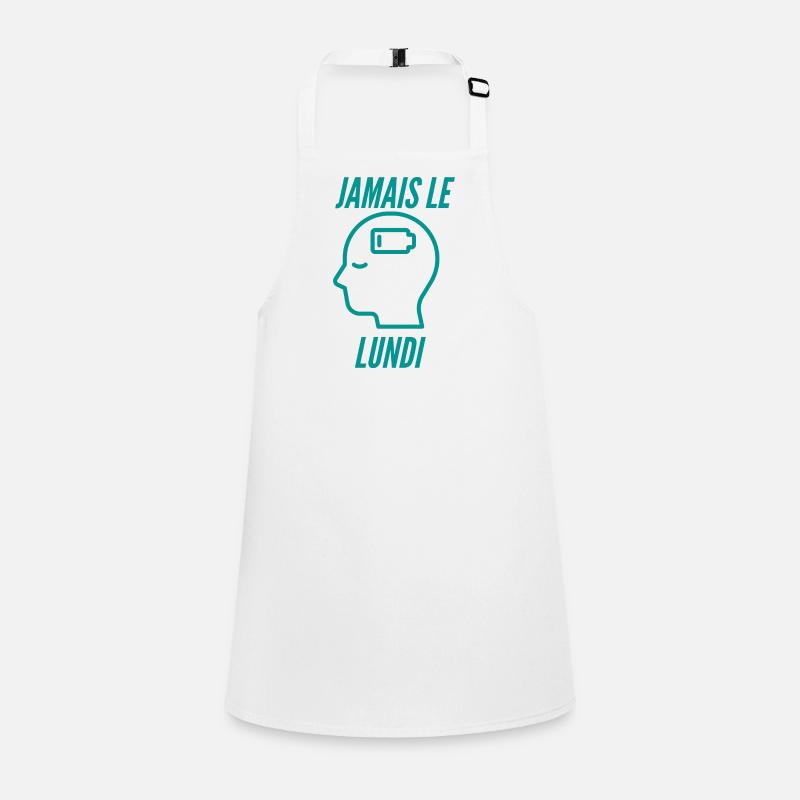 JAMAIS LE LUNDI ,Échappée Vers le Week-end - Tablier Enfant - blanc
