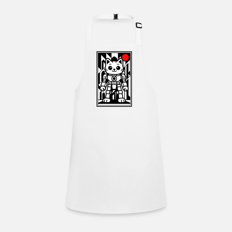 Cat robot in space with red planet Children's Apron