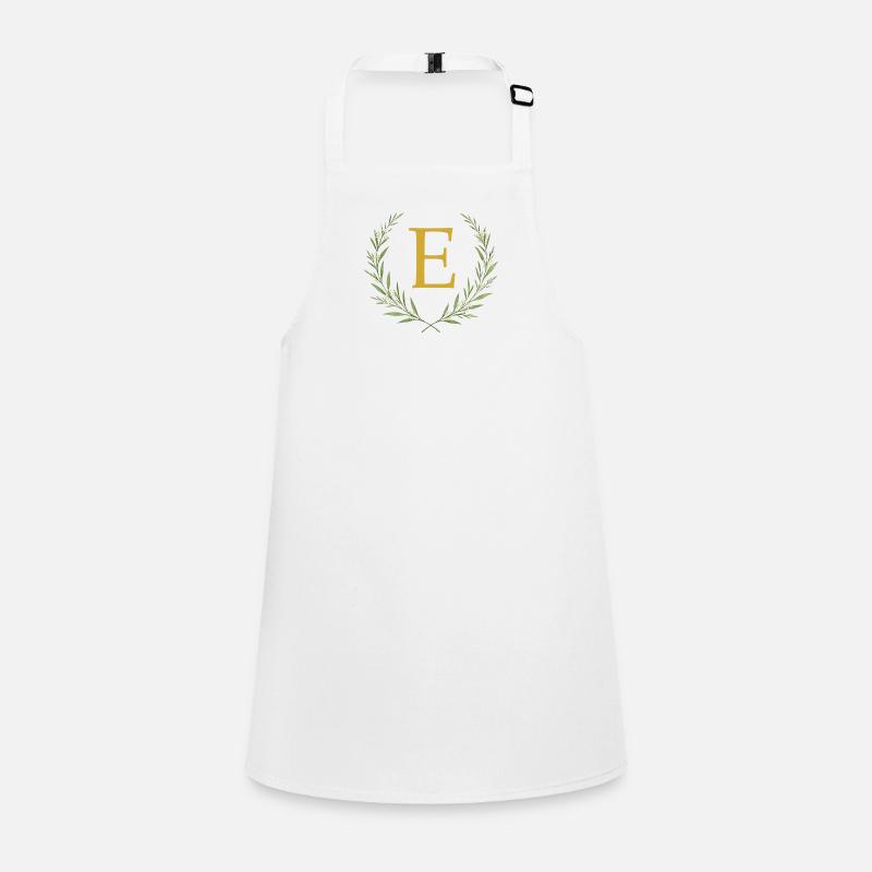 E Monogram, Eucalyptus Wreath, Personalizable Children's Apron