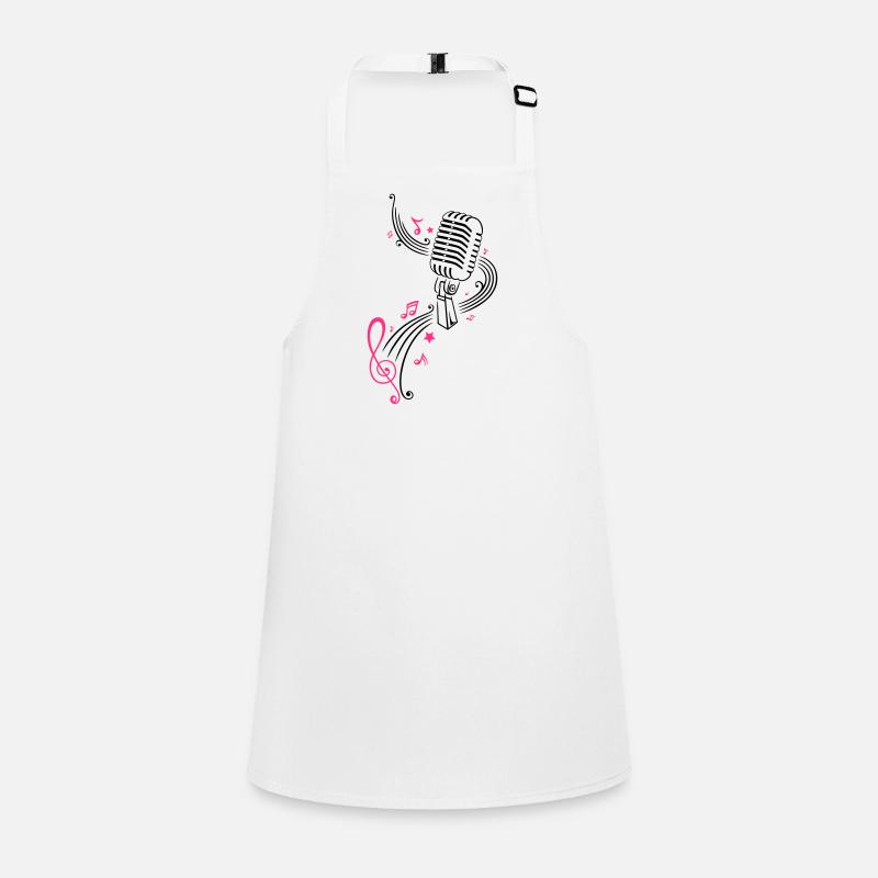 Retro microphone with music notes and clef. Children's Apron