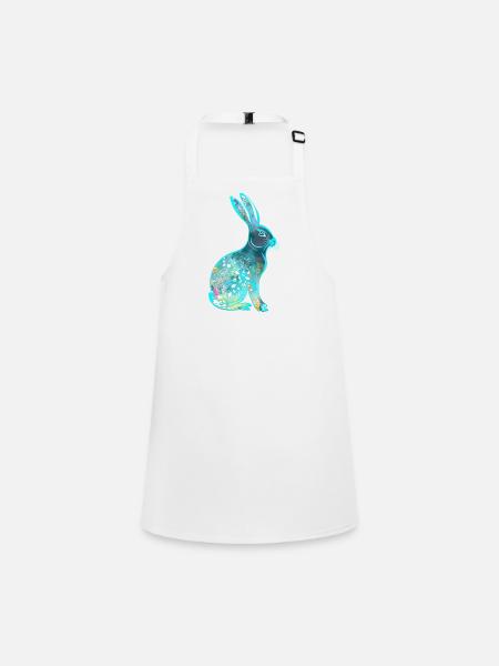 Colorful Easter Bunny Rabbit Watercolor - Children's Apron - white - Front