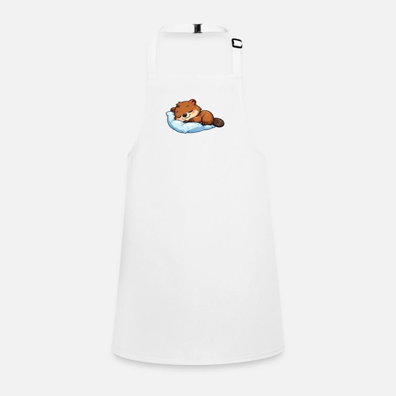 Sleeping Beaver on Blue Pillow Children's Apron