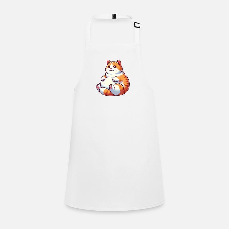 Chubby Tabby Cat Relaxing Illustration Children's Apron