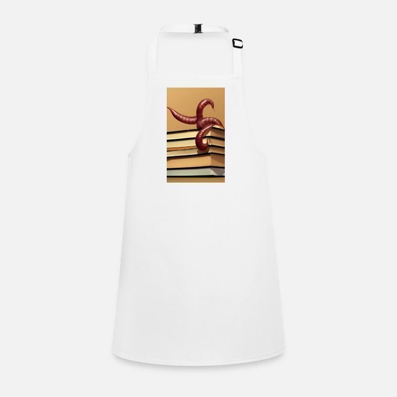 Comic Cartoon Creepy Bookworm Book Stack Children's Apron