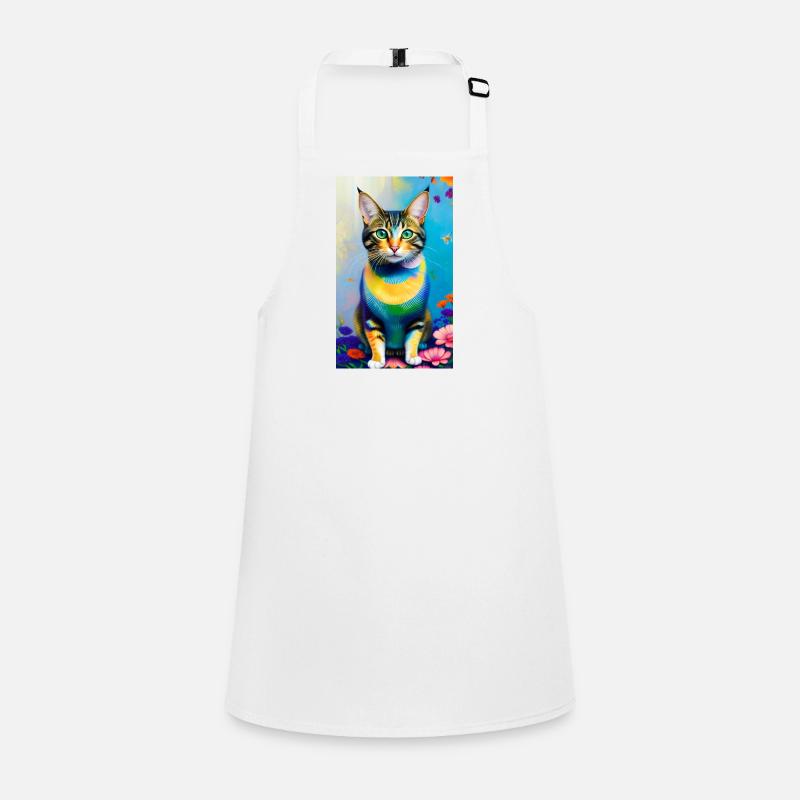 Domestic short haired cat with flowers Children's Apron