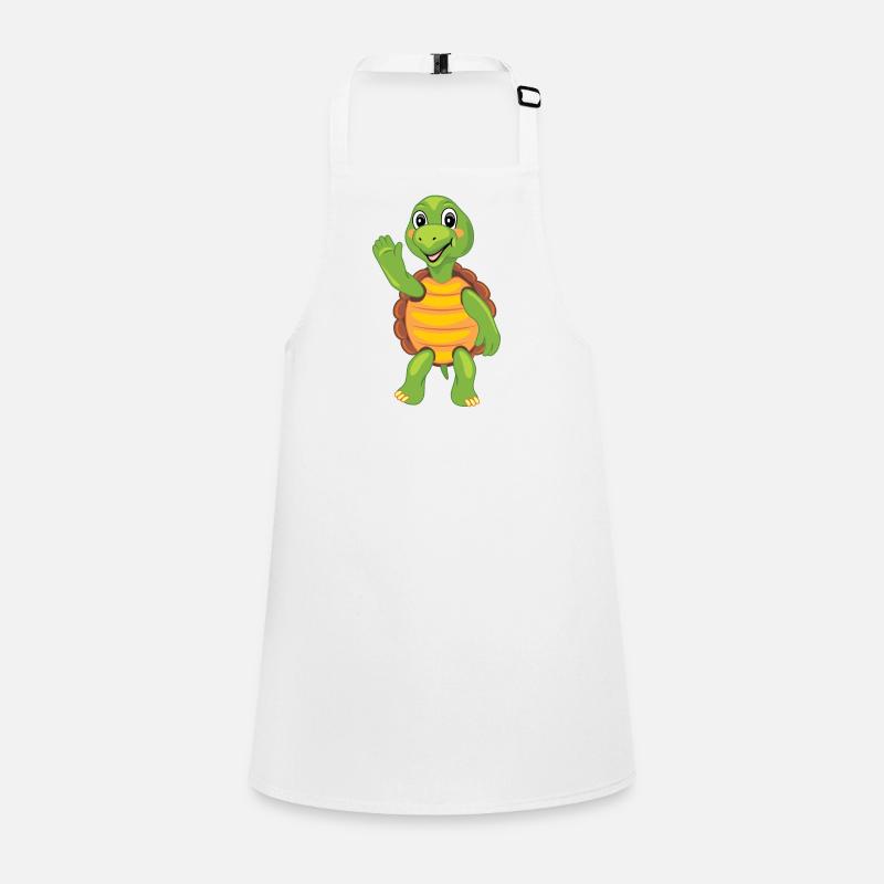 Funny cartoon turtle waving paw Children's Apron