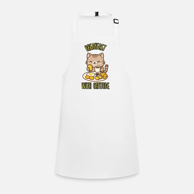 BREAKFAST WITH CATITUDE ! - Humour Chat Kawaii Tablier Enfant