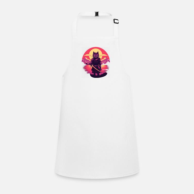Synthwave samurai Cat Children's Apron