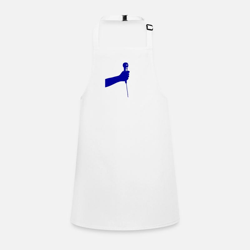 microphone (blue) - Children's Apron - white