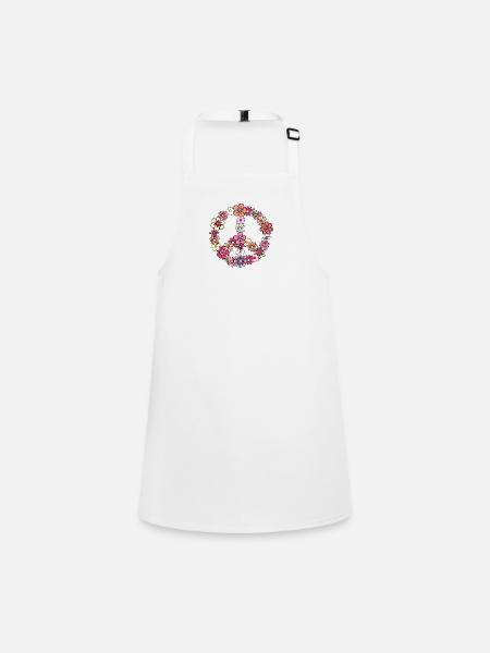 Flower Power Peace Sign - Children's Apron - white - Front