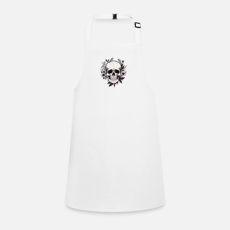 crâne blanc avec couronne de fleurs Tablier Enfant