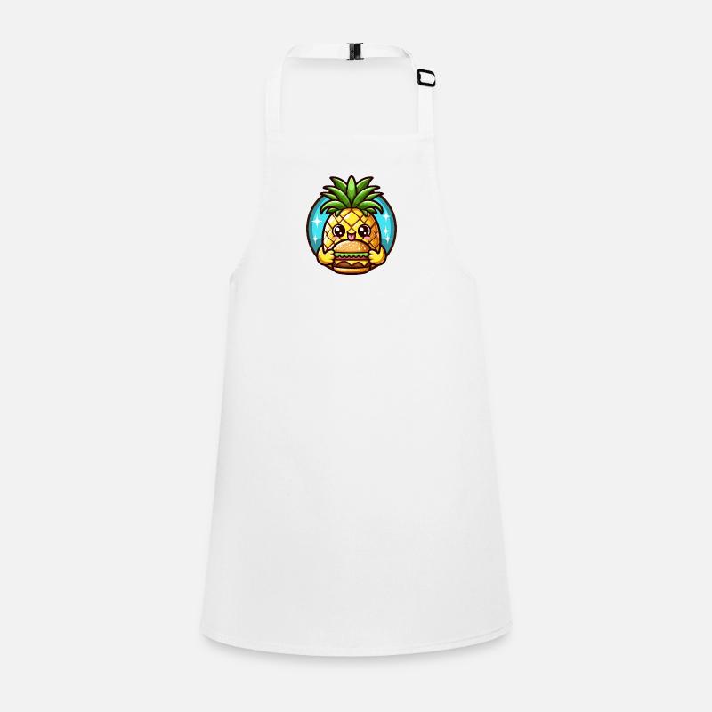 Cute Pineapple Eating a Burger Children's Apron