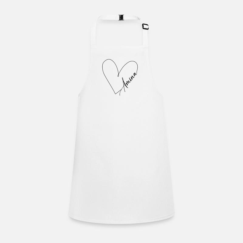 Amina Name Heart Line Children's Apron