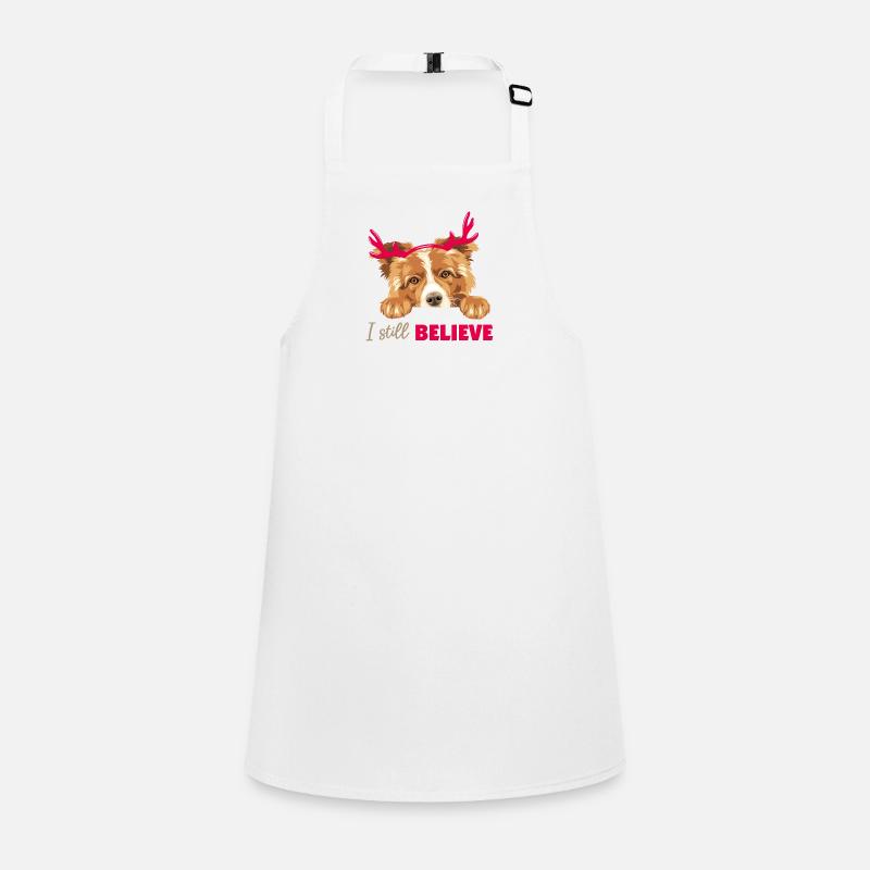 Chien Collie mignon avec des cornes de cerf de Noël Tablier Enfant