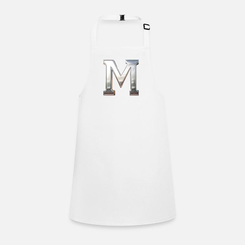 Chrome ,, M " Metallic - Children's Apron - white