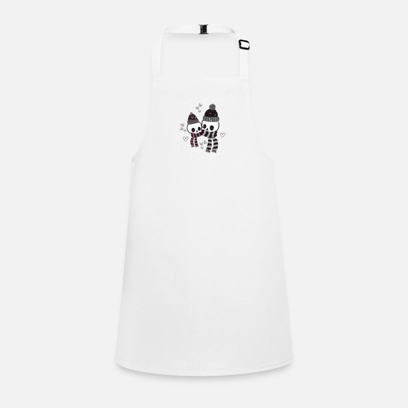 Two cute and cold skeletons cuddling Children's Apron