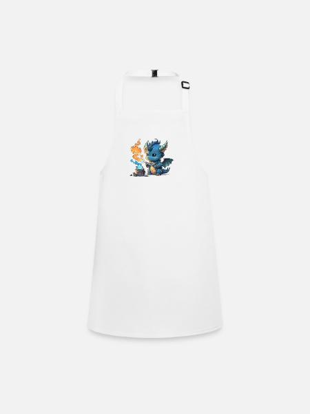 Blue Baby Dragon joue avec le feu et la glace! - Tablier Enfant - blanc