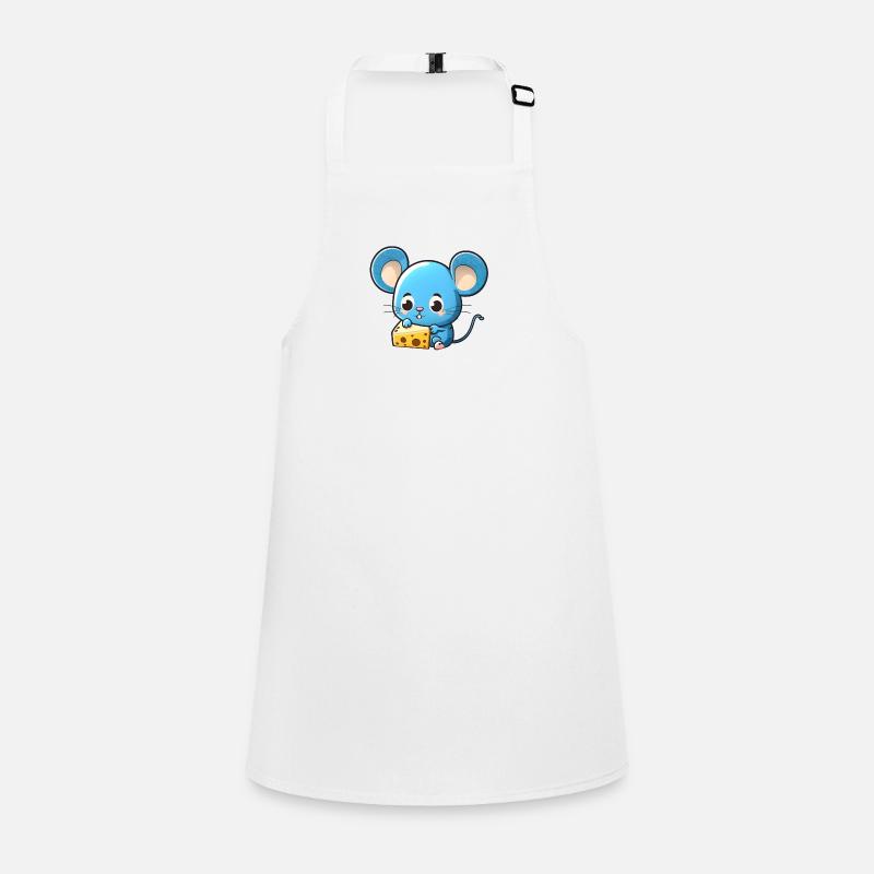 Little blue comic mouse plays with cheese Children's Apron