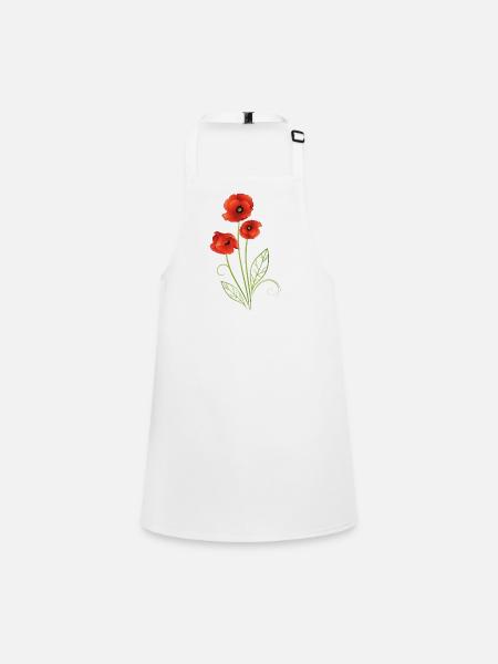 Rote Mohnblumen Mohn Sommer - Schürze für Kinder - Weiß - Vorne