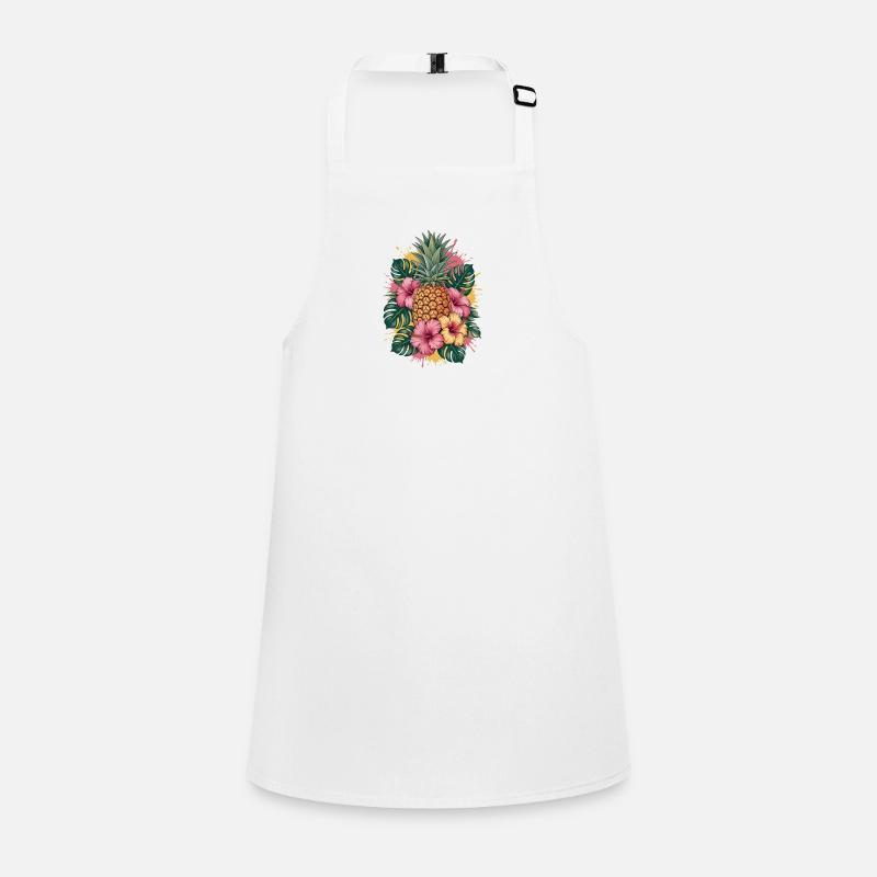 Tropical Pineapple Hibiscus Floral Graphic Children's Apron