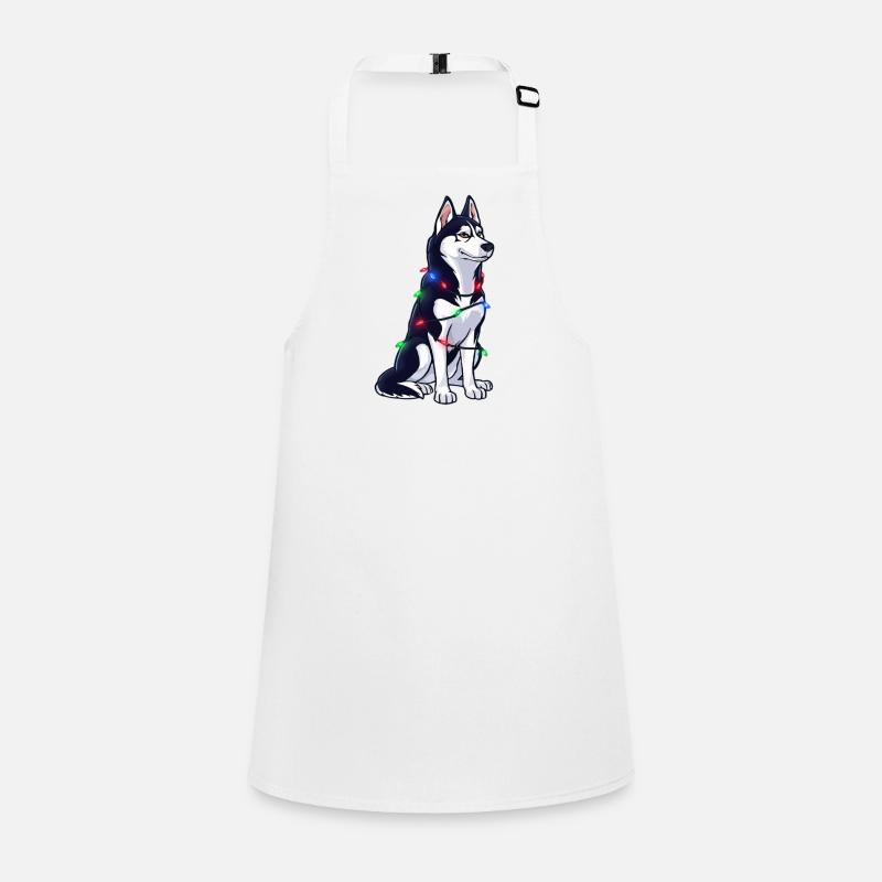 Husky Mit Weihnachtslichtern Schürze für Kinder