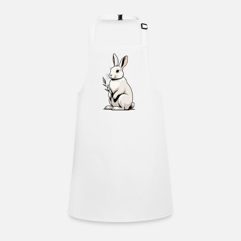 Lapin blanc à plante feuillue Tablier Enfant