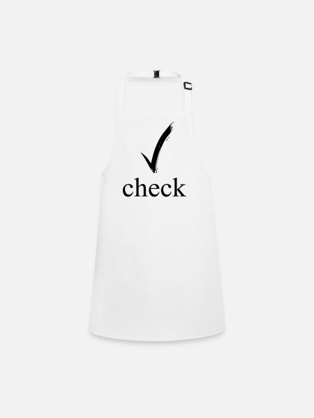 check mark - Children's Apron - white - Front