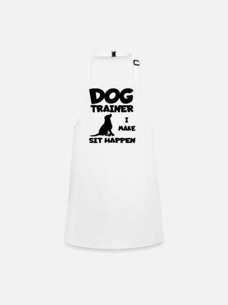 Hundetrainer lässt Hund sitzen. Humor-Shirt * - Schürze für Kinder - Weiß - Vorne