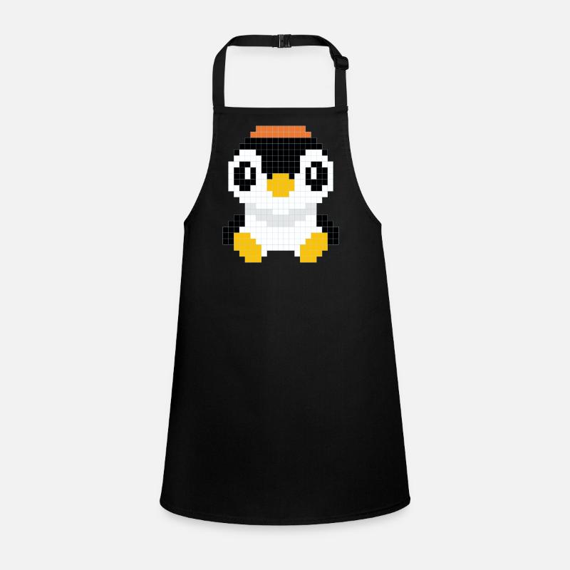 A penguin with a pixelated cap Children's Apron