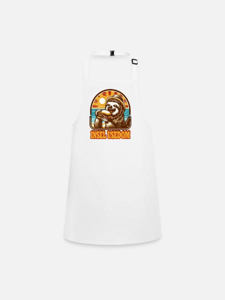 sloth Usedom T-Shirt – Ostsee Streetwear Design - Children's Apron - white - Front