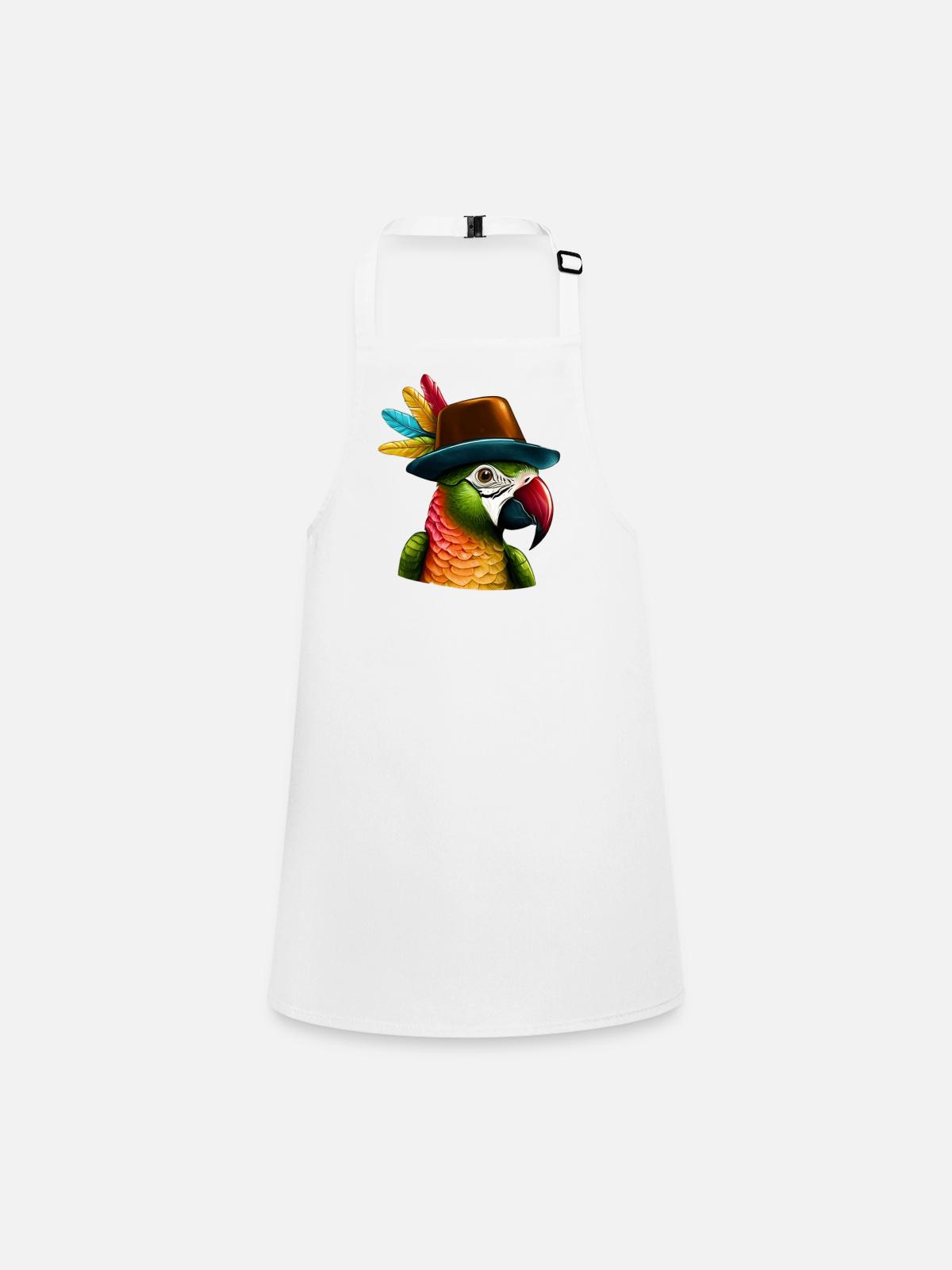 Parrot with Hat - Children's Apron - white - Front
