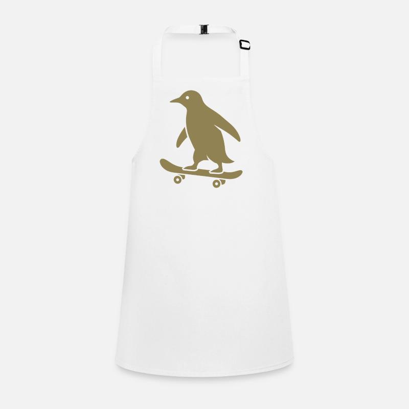 Silhouette minimaliste de pingouin skateboarder Tablier Enfant