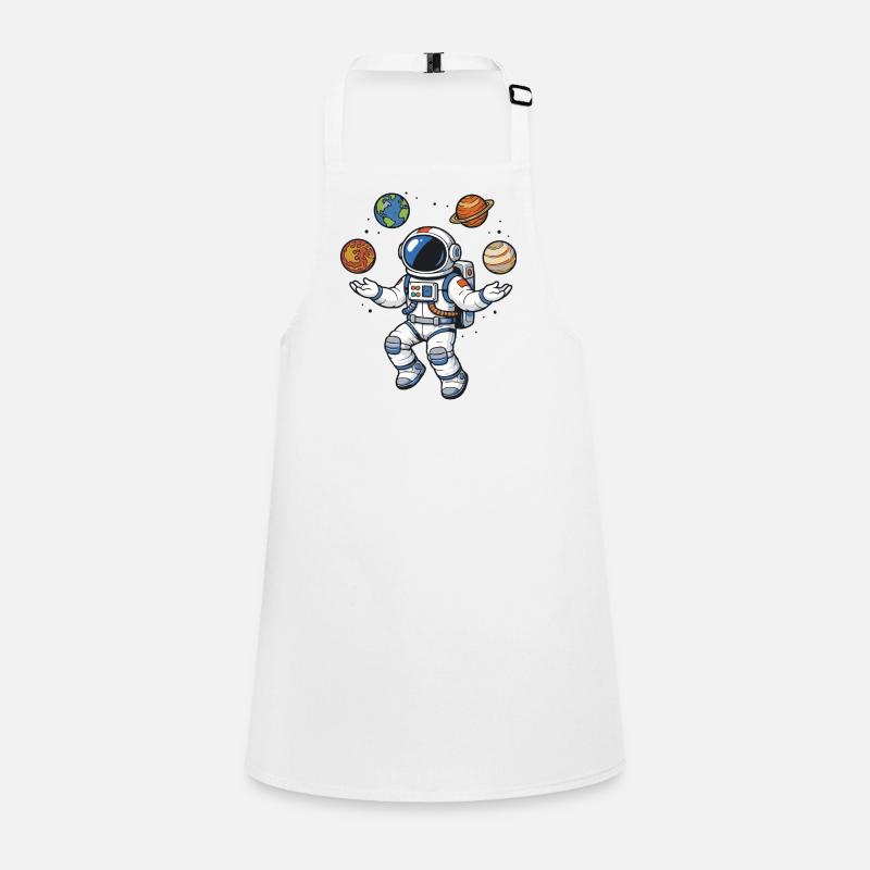 Floating astronaut with planets in comic style Children's Apron