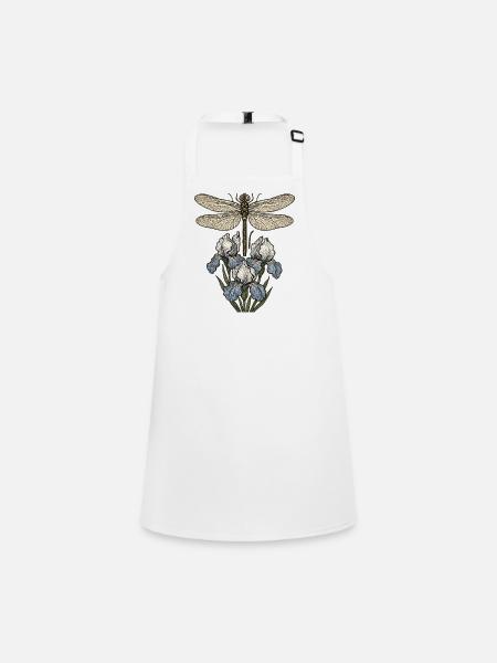 Libellule sur fleurs d’iris - Tablier Enfant - blanc - Devant