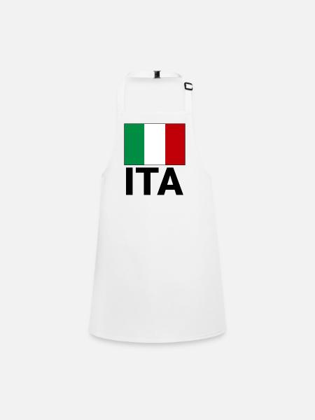 Drapeau sportif italien avec abréviation ITA - Tablier Enfant - blanc - Devant