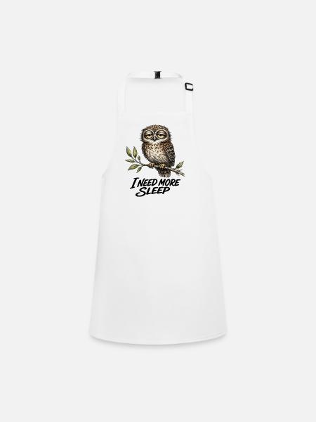 Vintage Tired Owl I NEED MORE SLEEP - Children's Apron - white - Front