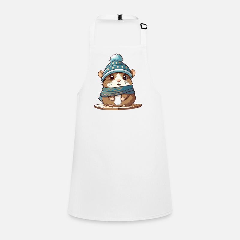 Cute hamster with scarf and bobble hat. Children's Apron
