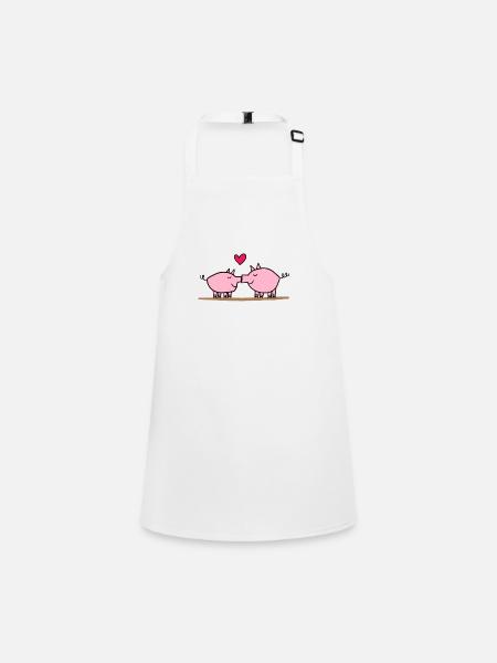 Pig kiss, kissing pigs - Children's Apron - white - Front