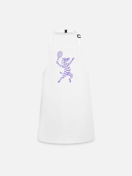 Minimalist Zebra Tennis Player Backhand - Children's Apron - white - Front
