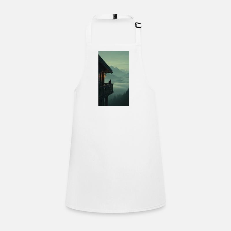 Black Cat on Mountain Balcony – Asian Zen Design Children's Apron
