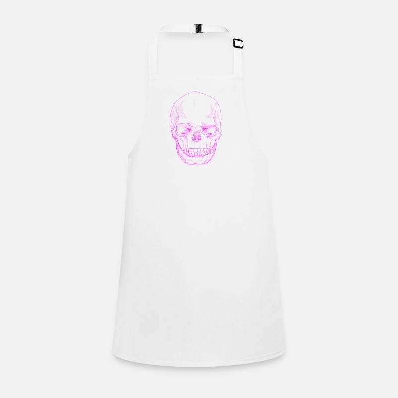 SkullSketchPink - Children's Apron - white