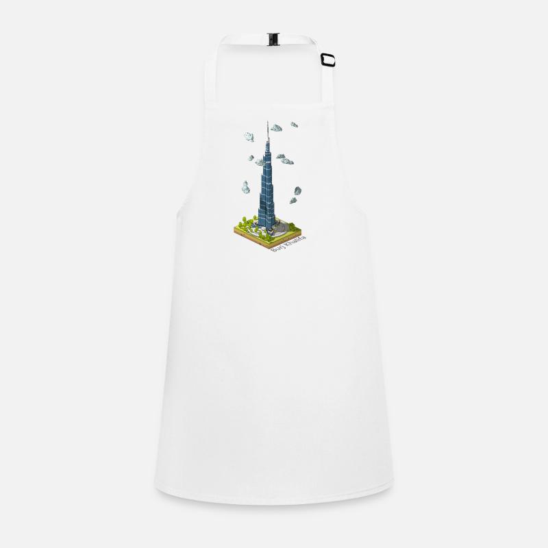 Géométrique low poly Burj Khalifa - Tablier Enfant - blanc