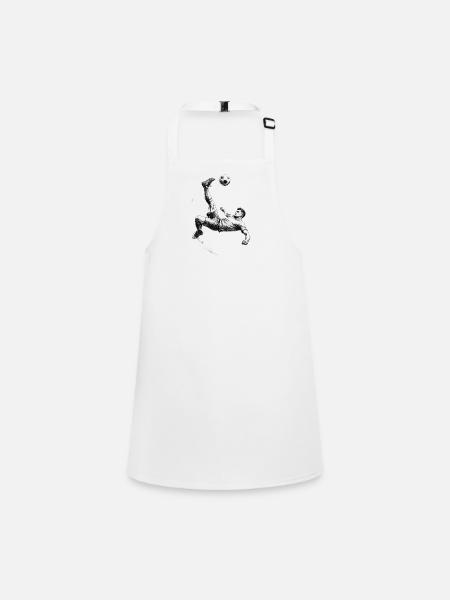 Overhead kick footballer sketch dynamic - Children's Apron - white - Front