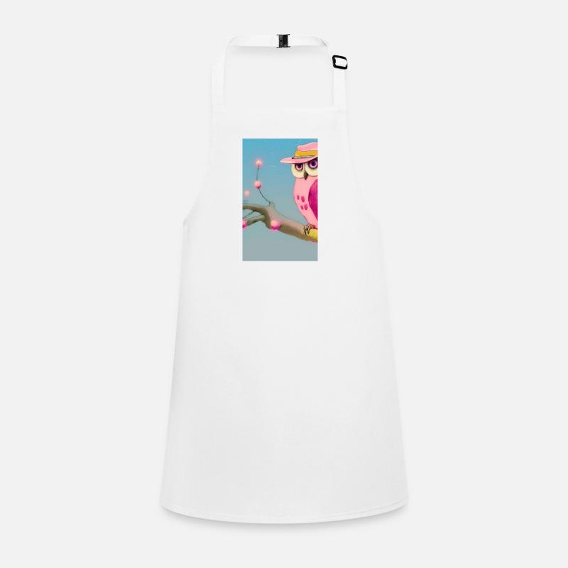 Owl with hat - Children's Apron - white